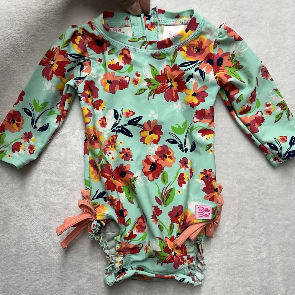 Ruffle Butts Swimsuit Baby Girl‎ 3-6m Floral Long Sleeve Summer Beach Vacation